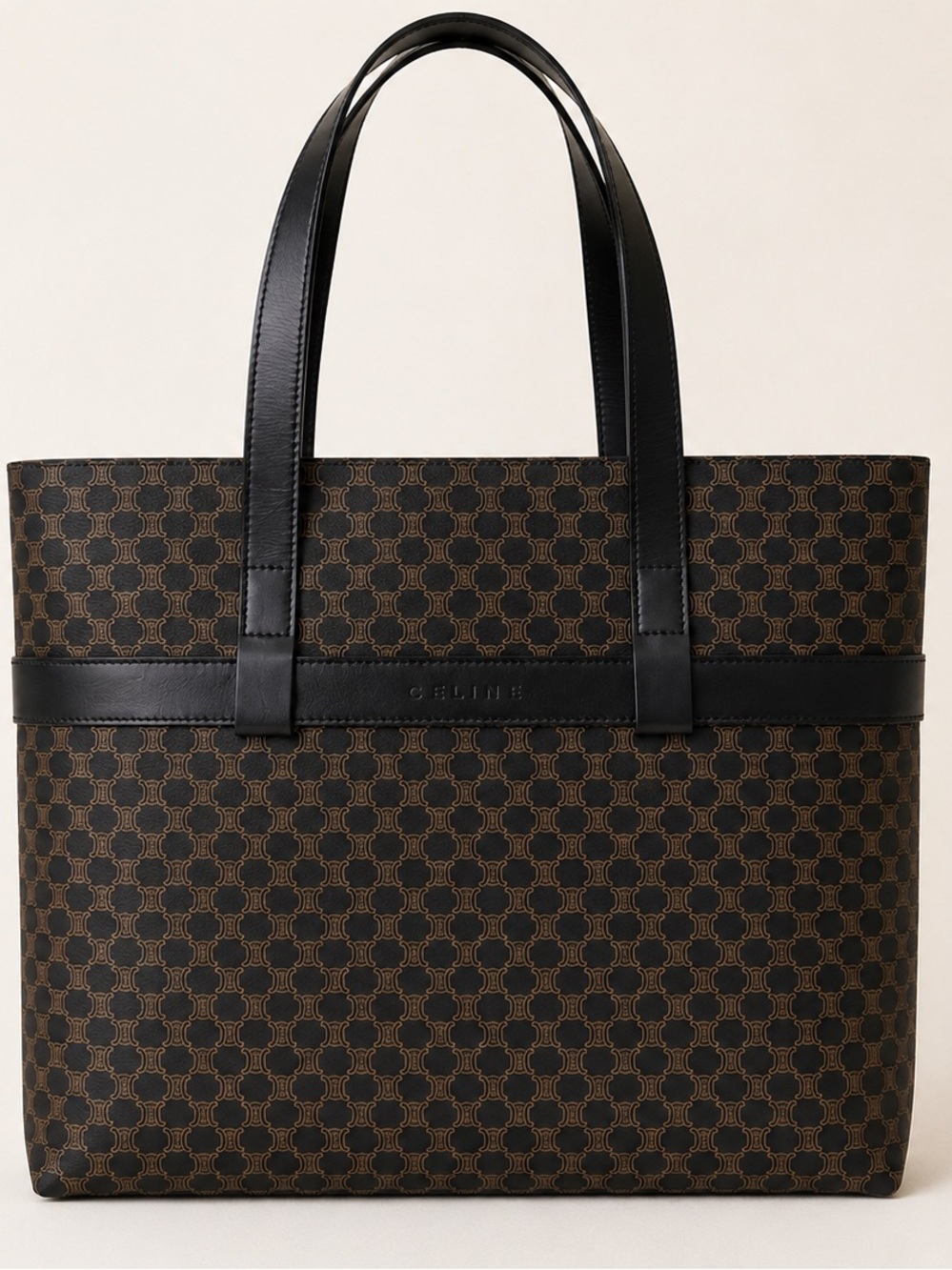 Vintage Celine Brown and Black Macadam Tote-COA
